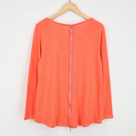 Soft Surroundings Audley Back Zipper Knit Tunic Sweater In Coral Size Large - Picture 2 of 8